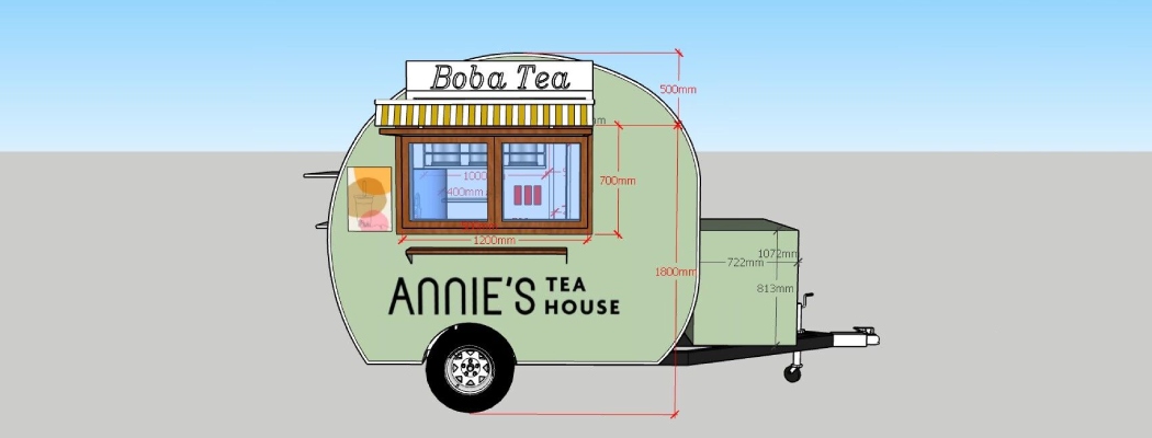 8ft custom built bubble tea trailer design